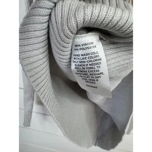 Open Edit Womens Size S Light Grey Ribbed Square V-Neck Fitted Long Sleeve Top thumbnail 6