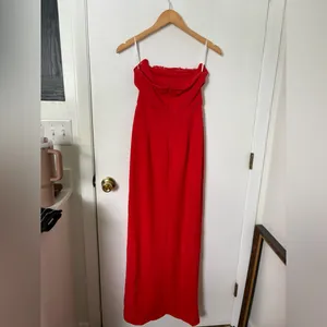 Lulus Memorably Iconic Red Strapless Lace Bustier Maxi Dress Size Small Formal thumbnail 5