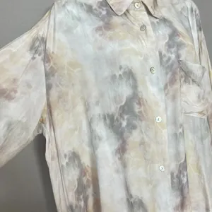 Grade & Gather Top Watercolor Marble Print Button Down Shirt Medium Blouse thumbnail 12