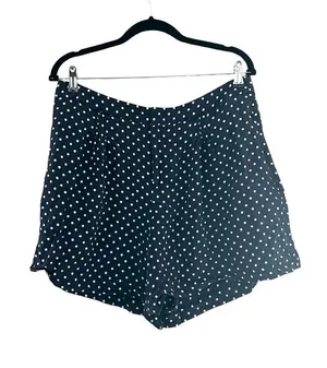 RALPH LAUREN LAUREN Polka Dot White Navy Silk High Waist Shorts Sz 12 thumbnail 1