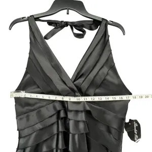 Scarlett Nite Y2K Halter Dress 14 Black Satin Tiered Ruffled Cocktail Retro HOCO thumbnail 8