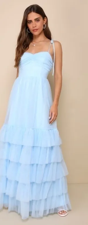 LULU's Prom Wedding Boho Romantic Tiered Ruffles Maxi Dress NWOT thumbnail 1