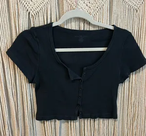 Cropped Short Sleeve Button Up thumbnail 1
