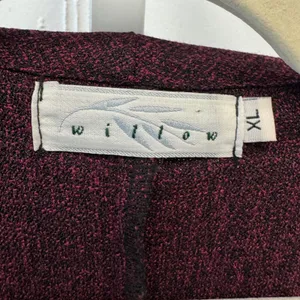 Willow Plum Burgundy Textured Single Button Open Front Jacket Lagenlook Boho XL thumbnail 7