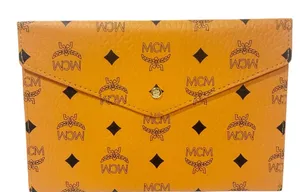 MCM Orange All‎ Over Print Snap Pouch Clutch Bag NEW thumbnail 1