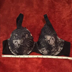 Paramour Black and Cream Lace Bra Size 38D thumbnail 6