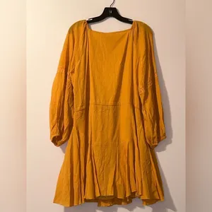 Lulus Mustard Yellow 100% Cotton Flowy/Gauzy Lightweight Mini Dress - Size M NWT thumbnail 2