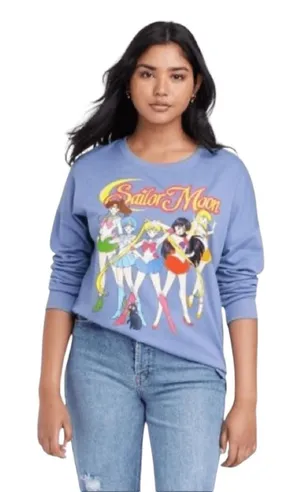 Sailor Moon‎ Sweatshirt Womens Light Blue Graphic Pullover Anime Merch Size M thumbnail 1