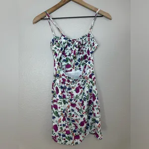 Vix Paula Hermanny Clover Yana Floral Mini Dress in White XS Linen Rayon $268 thumbnail 13