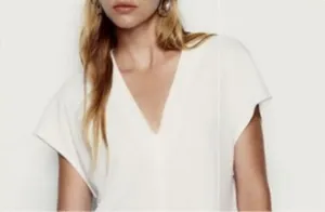 Zara Midi Off White Stretchy Dress(Size Medium) thumbnail 1