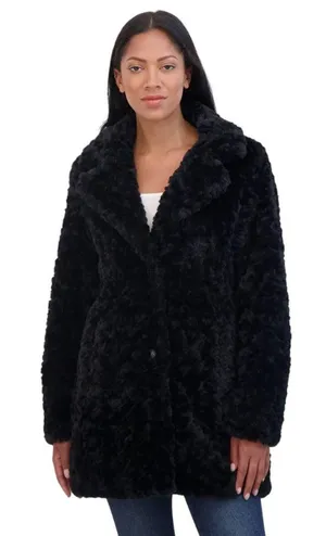 NWT Sebby Collection Reversible Crushed Faux Fur Button Front Coat Black L thumbnail 1