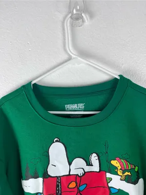 PEANUTS Snoopy Light Up Christmas Graphic Green Long Sleeves Sweatshirt Large thumbnail 5
