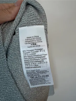 J.Crew Ribbed Henley Sweater Lurex NWT Silver Medium thumbnail 6
