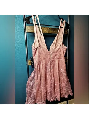 Lulus Pink Lace Mini Dress Women's Small Sleeveless V-Neck Skater NWOT thumbnail 6