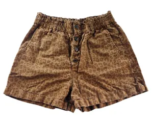 Gap Leopard Print Shorts‎ High Waist Paperbag Orange Khaki Casual Petite 6 thumbnail 1