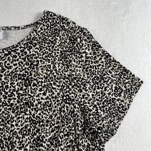 Old Navy‎ L Large Swing Dress Short Sleeve Leopard Print Jersey Knit Crew Neck thumbnail 5