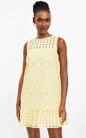 Loft Eyelet Flounce Shift Dress thumbnail 1