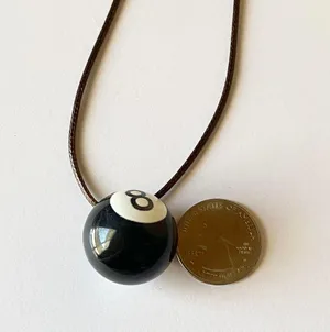 Handmade big 8 ball grunge funky unisex simple brown necklace🎲8️⃣🖤 thumbnail 8