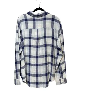 Flag & Anthem Womens Blue White Plaid Button Down Shirt Large SM25WS1477W thumbnail 4
