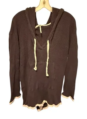 Free People‎ Waffle Textured Hoody Shorts Romper thumbnail 1