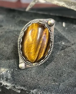 Tigers eye Sterling silver ring Size 8.5 thumbnail 1