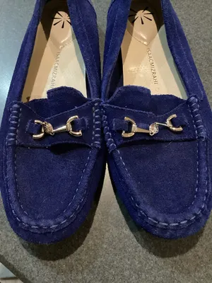 Isaac Mizrahi Navy Suede Loafers with Gold Bit thumbnail 3