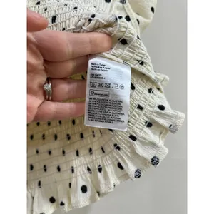 H&M Smocked‎ Puff Sleeve Polka Dot Crop Top Cottagecore Coquette XL thumbnail 5