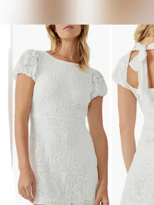 Free People White Hailee Lace Mini Dress with Back Tie thumbnail 2