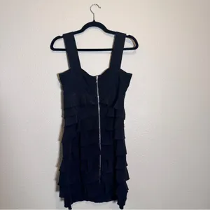 Alexander Wang Black Silk Bustier Silk Mini Dress Womens 4 Ruffled Tiered Goth thumbnail 7
