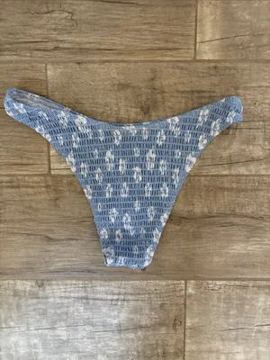 Light Blue White Floral Smocked Bikini Set thumbnail 5