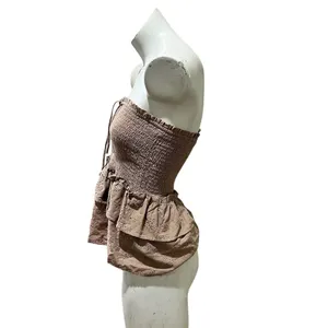 Love Tree Women's Strapless Peplum Top Beige Camisole Size S thumbnail 5