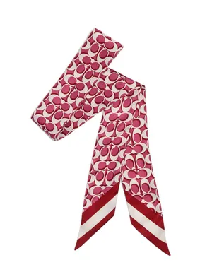 Coach NWT Signature Print Silk Skinny Scarf Light Raspberry thumbnail 1