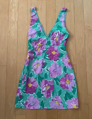 Princess Polly Quincy mini dress green and pink floral thumbnail 3