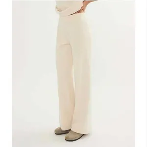 Marine Layer Cord Velour Wide Leg Pant Cream Ribbed High Rise Sz Med Soft Cozy thumbnail 4