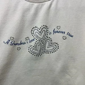 Vintage‎ Grandma Love Forever True Rhinestone Heart Sweatshirt Cream Large thumbnail 2