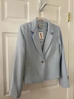 Rachel Zoe Pale Blue Single-Button Tailored Blazer thumbnail 2