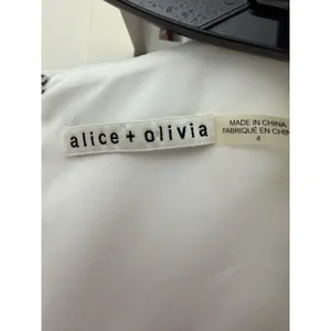 Alice + Olivia Shift Mini Dress Womens Size 4 White Satin Cocktail Lined #CC1-1 thumbnail 3