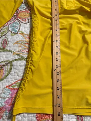 SAILBEE medium Swim Coverup Dress UPF Sun Protection Yellow Long Sleeve cinched thumbnail 3