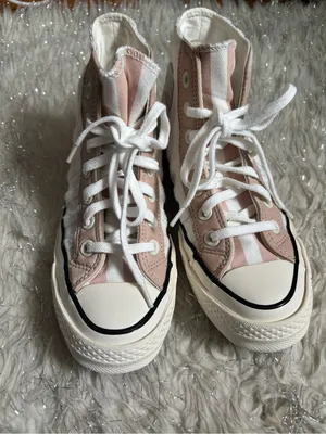 Converse White and Light Pink Women’s Chuck Striped High Top Sneakers Size 5.5US thumbnail 5