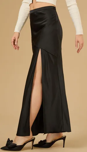 NWT Altar’d State Black Marigold Satin Maxi Skirt. Size Medium thumbnail 2