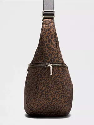 Lululemon Large Slouchy Sling Bag 13L Metal Hardware leopard print NWT thumbnail 4