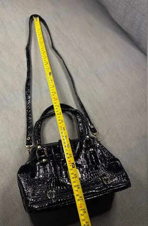Vintage Renaissance Handicraft Black Patent Croc-Embossed Doctor Bag / Crossbody thumbnail 1