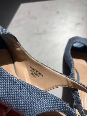 Queue Blue Woven Tweed Slingback Peep Toe Heels Women’s Size 9 Kitten Heel Pumps thumbnail 5