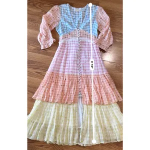 LoveShackFancy Ollie Floral Tiered Cotton Midi Dress Boho Check Size 2 thumbnail 5