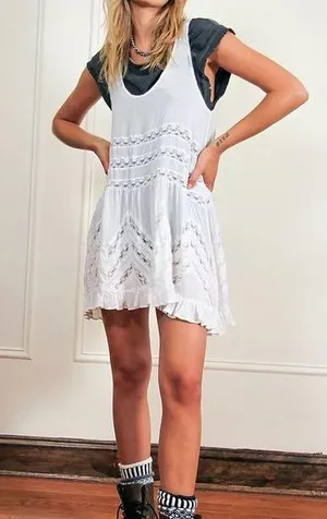 Free Country Free People || Voile and Lace Trapeze Slip dress thumbnail 1