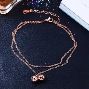 Rose Gold Double Bells Bracelet Anklet thumbnail 4