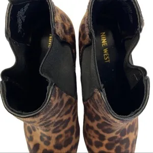 Nine West Leopard Animal Print Faux Fur Ankle Boots Block Heel Slip On Size 7.5 thumbnail 7