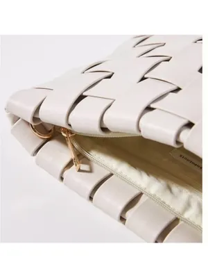 Anthropologie Lindy Woven Clutch Cream crossbody thumbnail 3