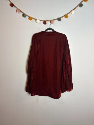 NWT Natural Life Laid Back Velvet Button Down Top Burgundy Rust thumbnail 5
