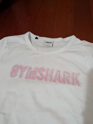 Gymshark Pink Rhinestone Logo Cropped Tee Size L thumbnail 5